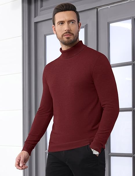 Mens Jumper Casual Plain Turtleneck Sweater