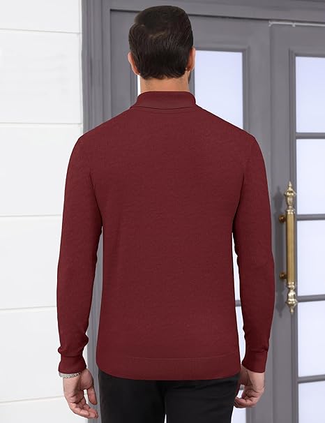 Mens Jumper Casual Plain Turtleneck Sweater