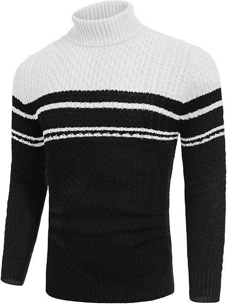 Mens Turtleneck Sweater Casual High Roll Neck